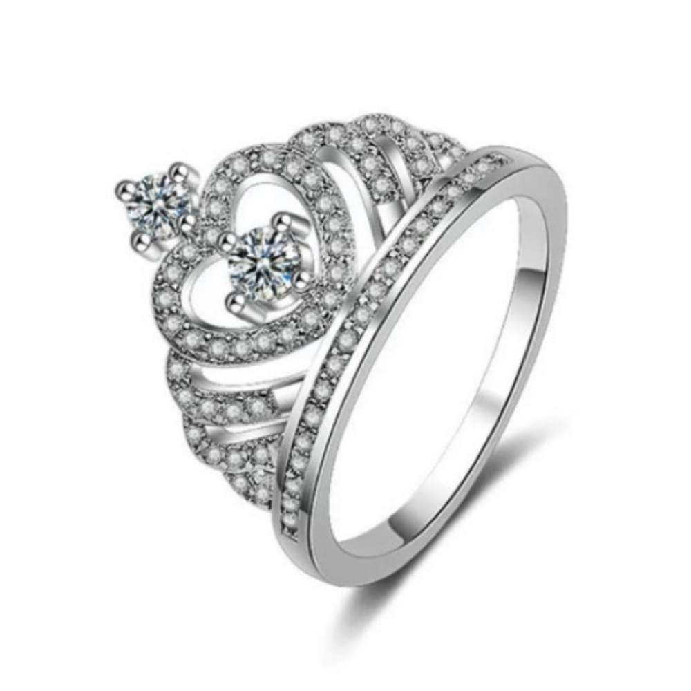 NEW White Sapphire Crown Birthstone Silver Ring - Picture 4 of 5